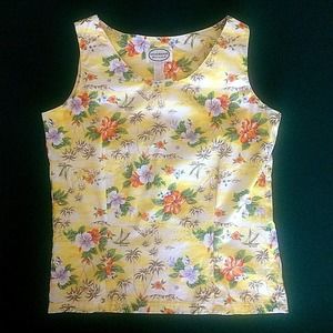 Tank Top With Tags Hibiscus Outrigger Cheeseburger Brand Women's XL Sleeveless